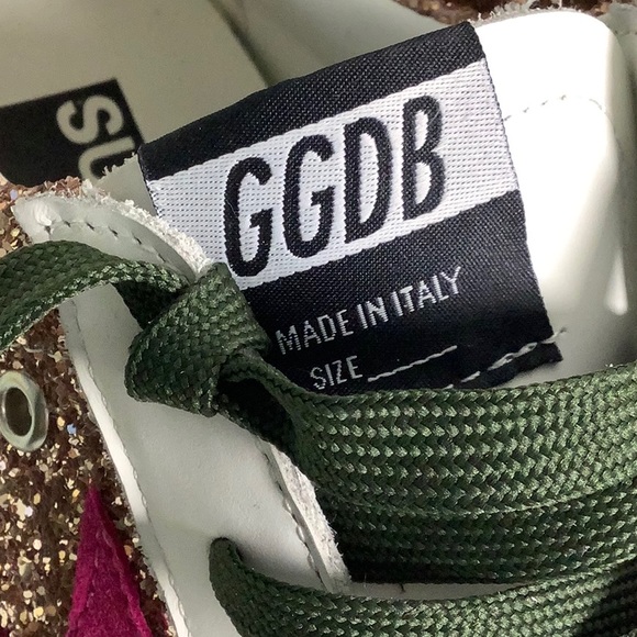 Golden Goose GGDB sneakers gold glitter fluorescent pink suede Star SZ 41 or 10 - Picture 4 of 16
